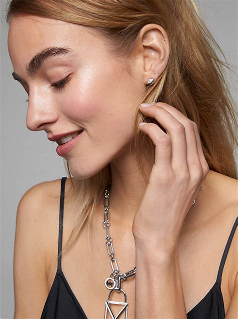 michael kors precious metal-plated sterling silver pavé studs|michael kors sterling silver earrings.